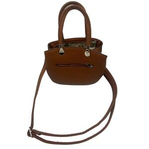 K Carroll Brown Faux‎ Leather Satchel Handbag Purse With Shoulder Strap Nice!